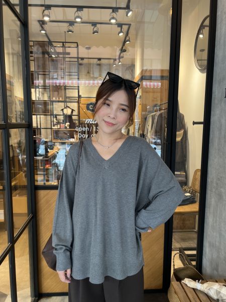 Nv106.質感s家親膚v領針織設計上衣 