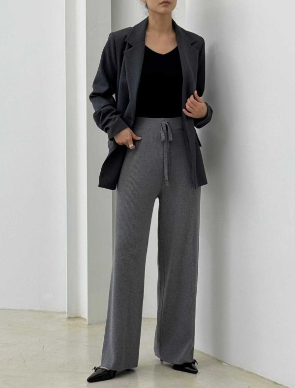 Nv123.質感s家針織坑紋神褲 