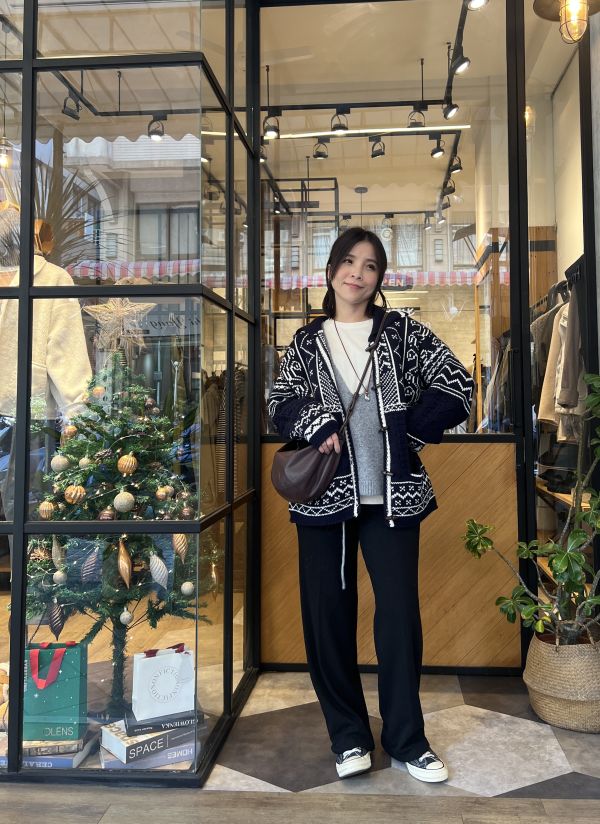 Dm127.冬日必備菲爾島木釦毛衣外！ 