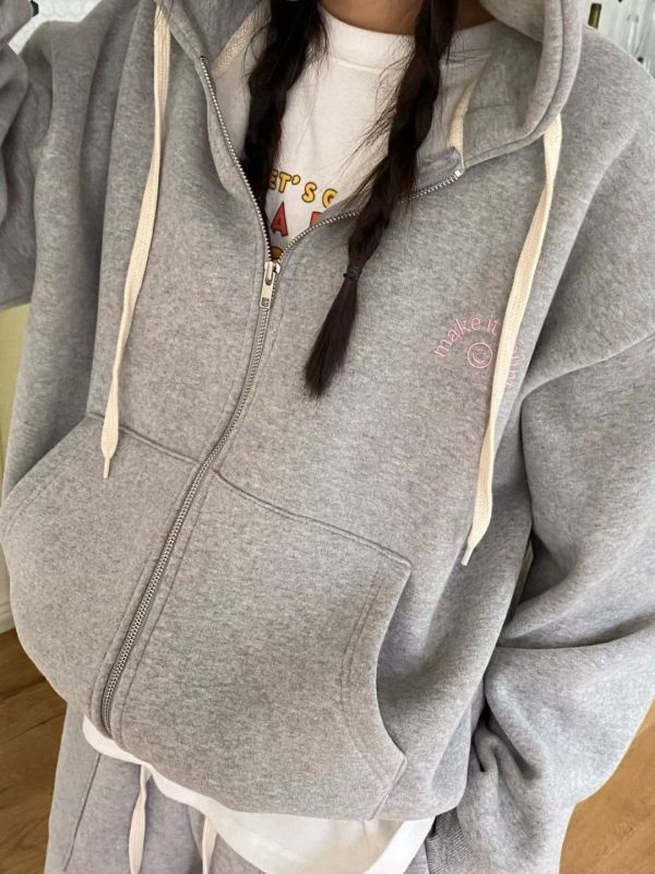 Nv110.舒服笑臉大學連帽外套 