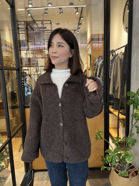 Jn111.超美混色軟Q翻領毛衣外套 