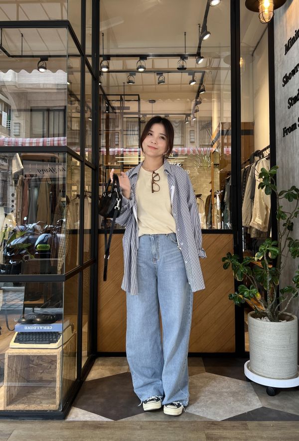 Ai18.p牌夏日牛仔寬褲 