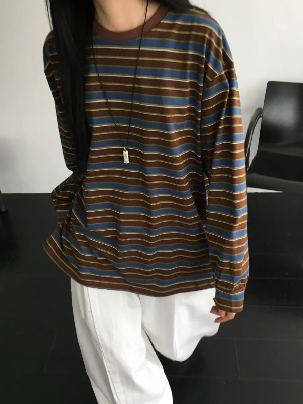 Ma308.必買好看配色條紋t 