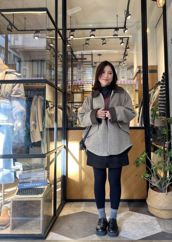 Hn124.最愛設計師檔口超美剪裁拼色大衣 