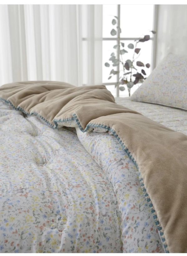 kg90.花語拼短絨毛四季厚被/綠花 