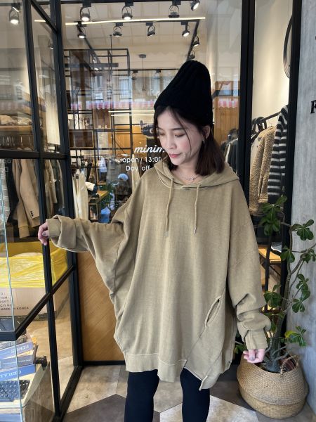 Hn106.設計感水洗連帽t 