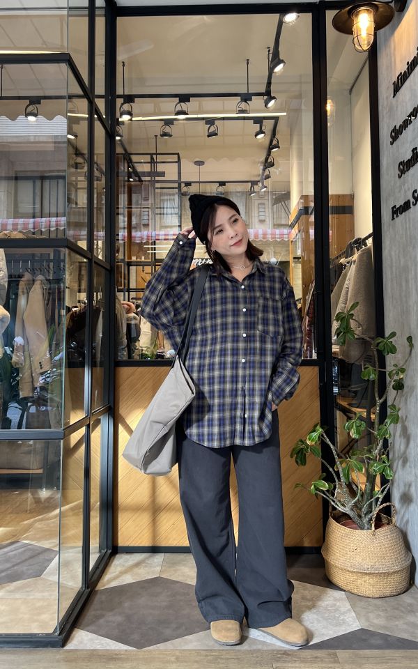 Hn110.好看配色格子襯衫 