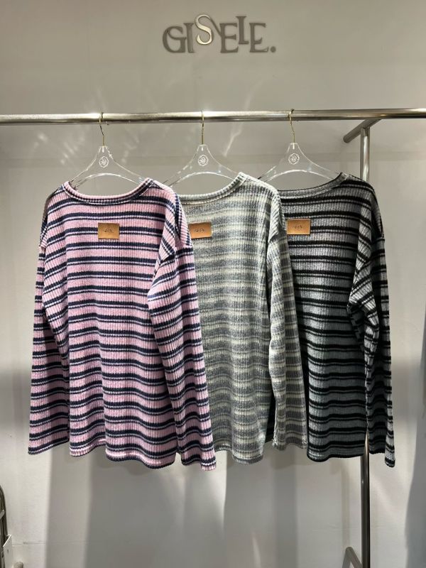 Jn106.必買絨坑條慵懶上衣 