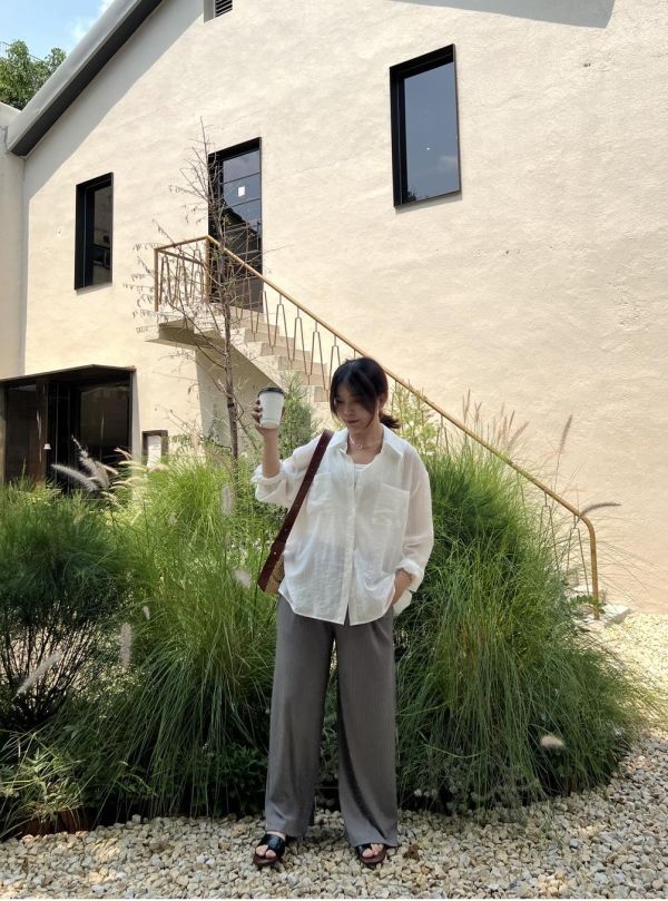 Ai14.超美紡緞直條襯衫 