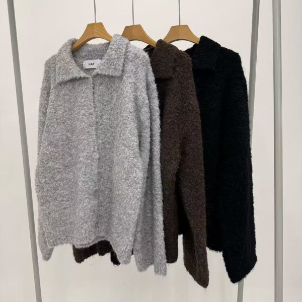 Jn111.超美混色軟Q翻領毛衣外套 