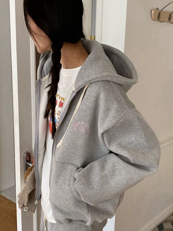 Nv110.舒服笑臉大學連帽外套 