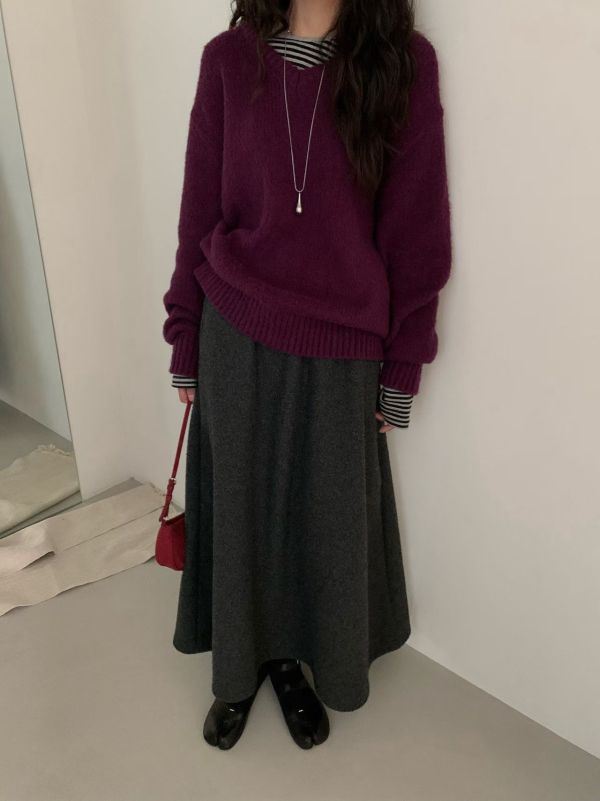 Nn107.輕盈毛料棉裙 