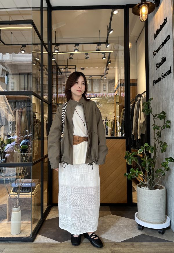 Ap420. 小立領輕工裝風衣外套 