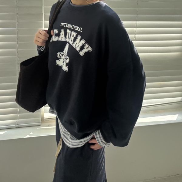 Sp116.（必買）可配套裝春款大學t/深藍 