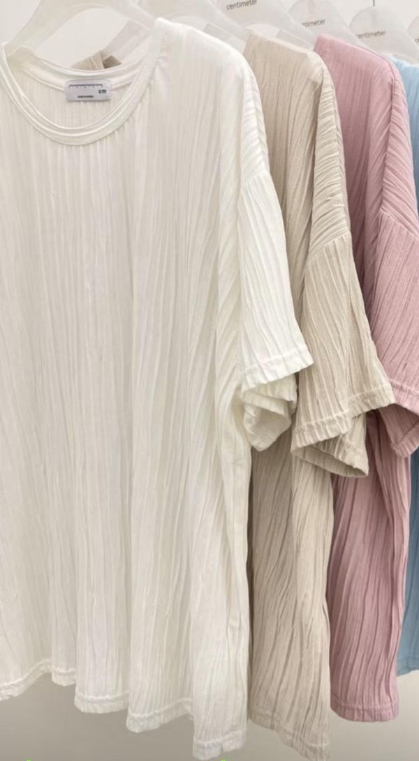 Ap408.質感檔口皺摺慵懶上衣 