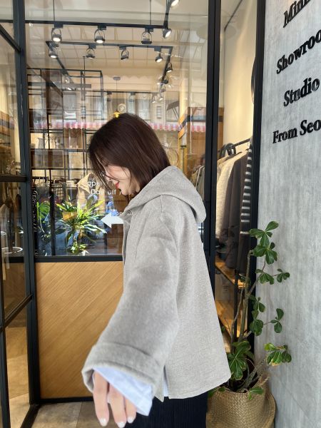 Sp114.設計師愛牌毛呢連帽上衣！ 