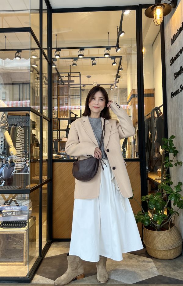 Nn116.奶杏手工西外大衣 