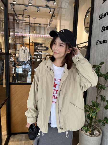 Ap420. 小立領輕工裝風衣外套 