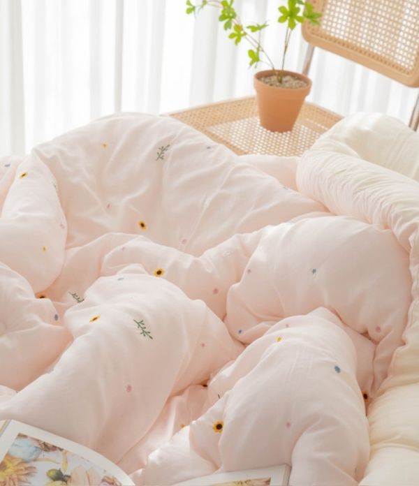 Kg14.小青新刺繡花草天絲厚被/粉 