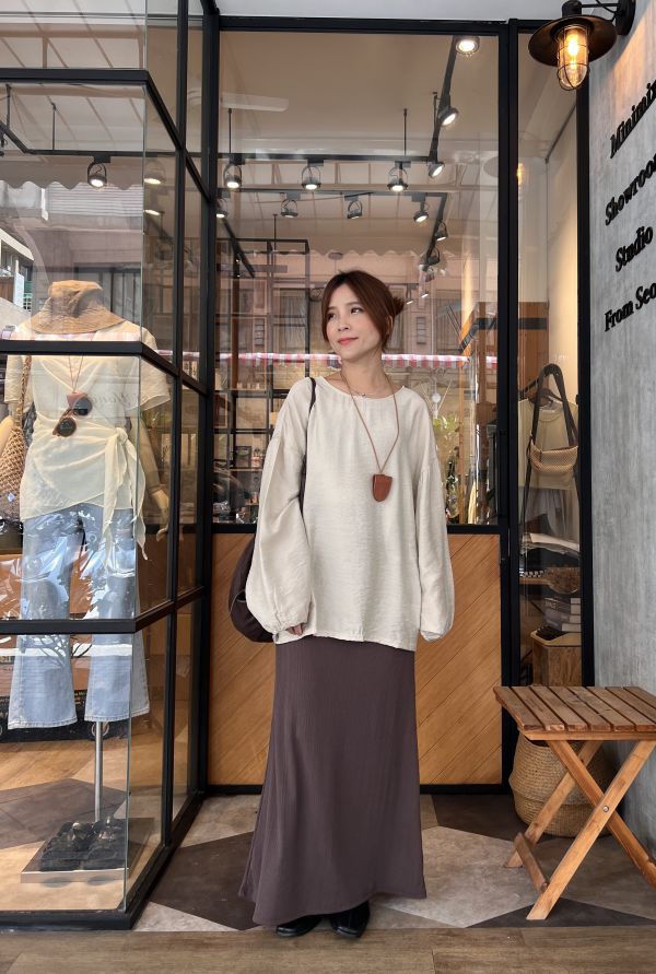 At927.愛牌家坑紋延展長裙 