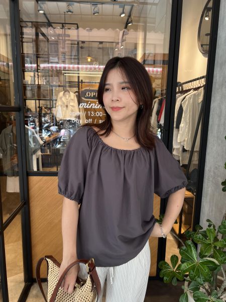 Ju11.簡約絲緞小姊姊上衣 
