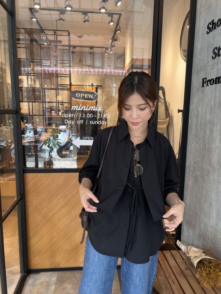 At908.高端設計品牌層次綁帶襯衫！ 