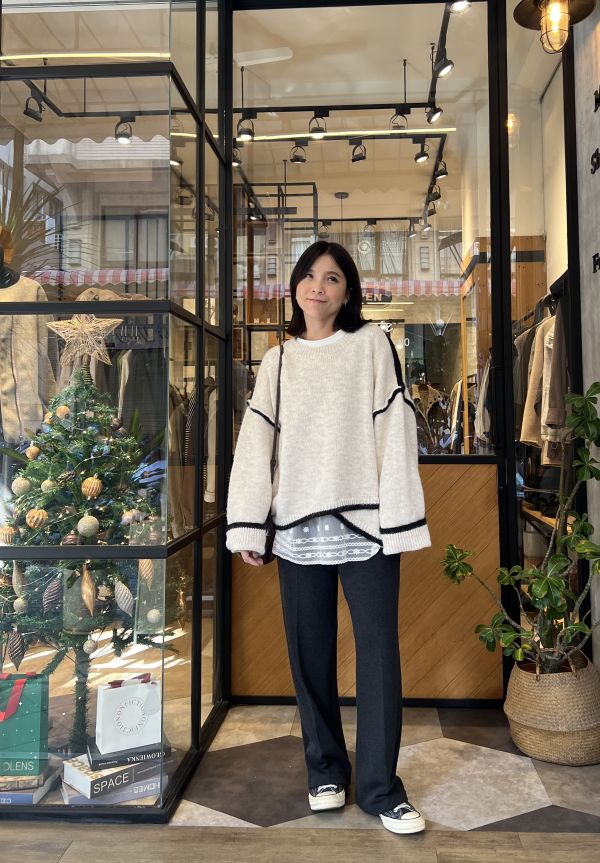 Dm104.可愛滾邊設計毛衣 