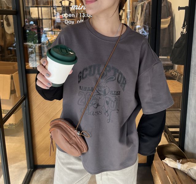 Nv105.新檔口可愛兔兔接袖t 