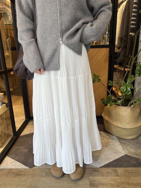 Sp120.超美細摺層次紡裙/白 