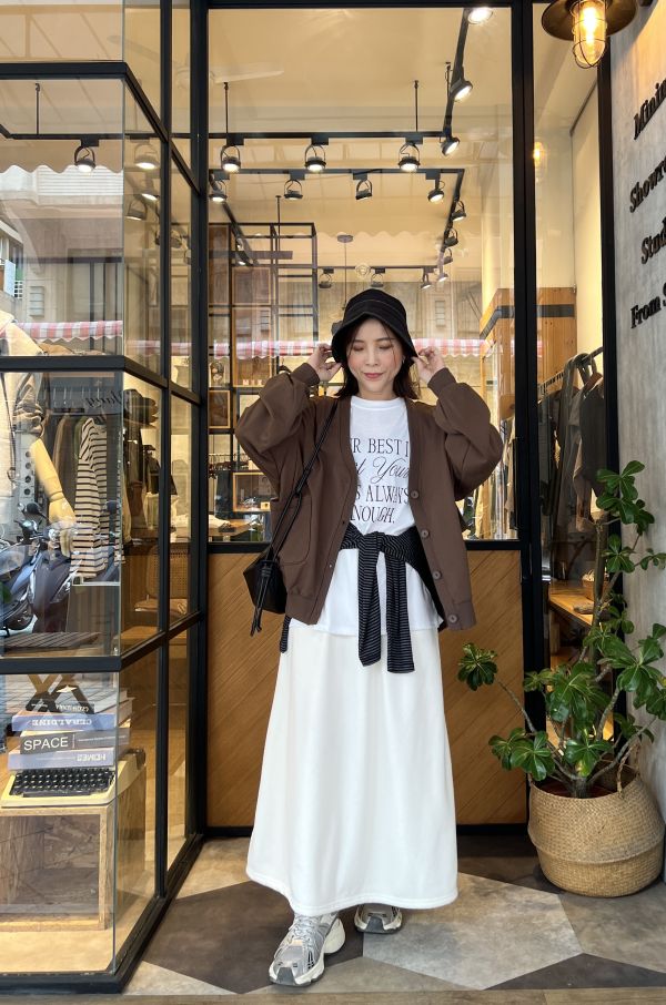 Nn107.輕盈毛料棉裙 