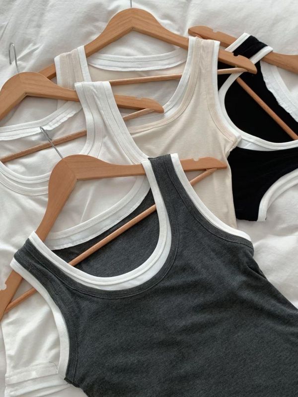 Ai05.超Q彈假2件層次背心 