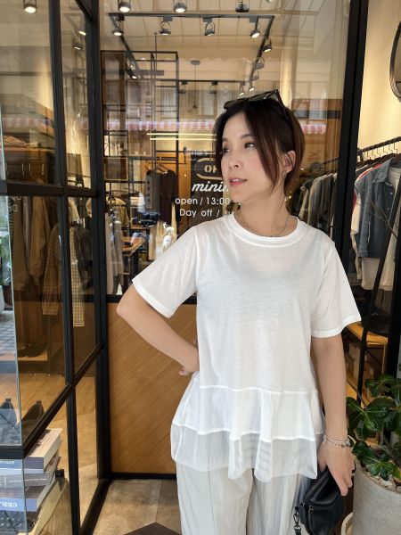 Ai27.完美質感拼紗上衣服 