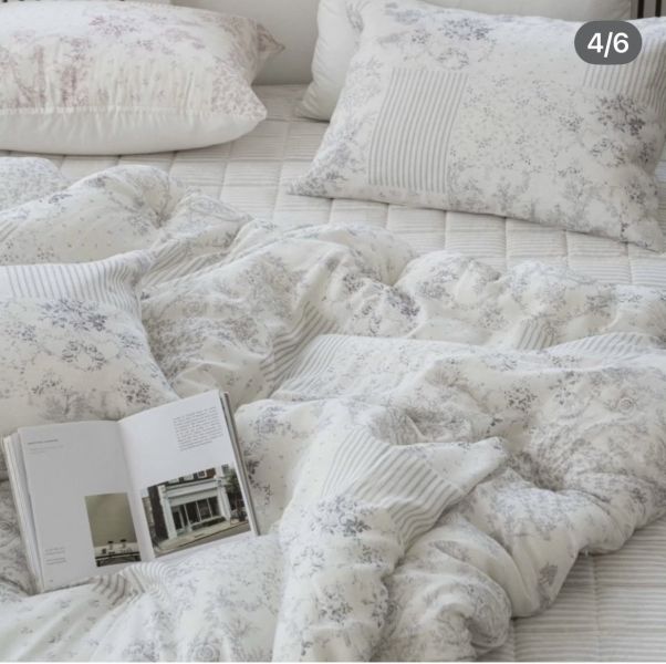 Kg78.線條印花四季短絨厚被/藍 