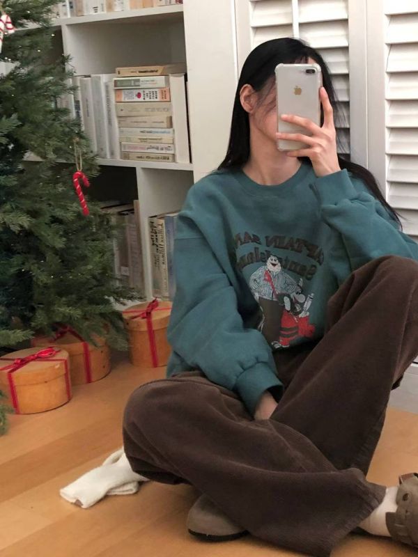 Dc109.室友共穿時髦聖誕老人大學t 