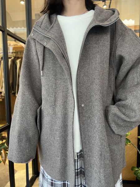 Dm124.全員必收百搭連帽手工大衣 