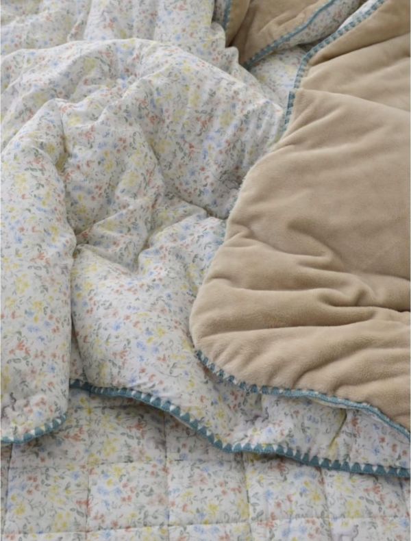 kg90.花語拼短絨毛四季厚被/綠花 