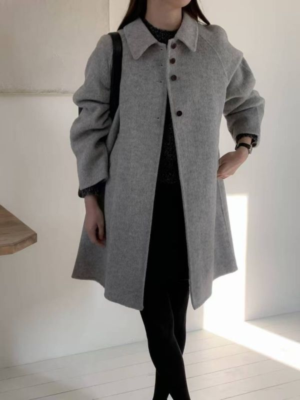 Dc123.超美無肩線後打褶手工大衣 