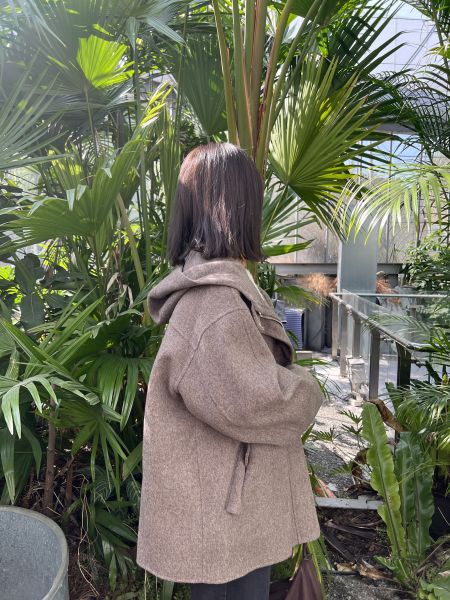 Dm124.全員必收百搭連帽手工大衣 