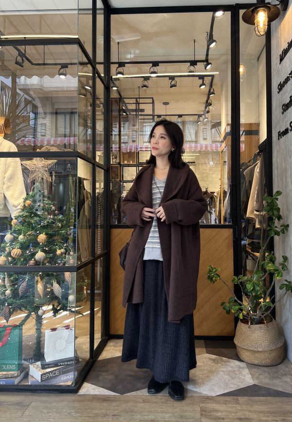 Dm114.質感s家時髦翻領附腰帶罩衫 