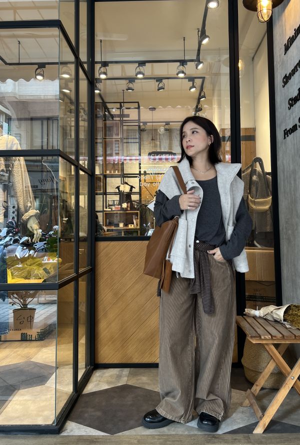 Nv117.口袋毛呢百搭背心 