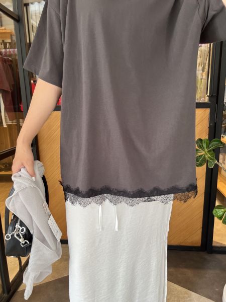 Fz14.質感拼睫毛蕾絲t 