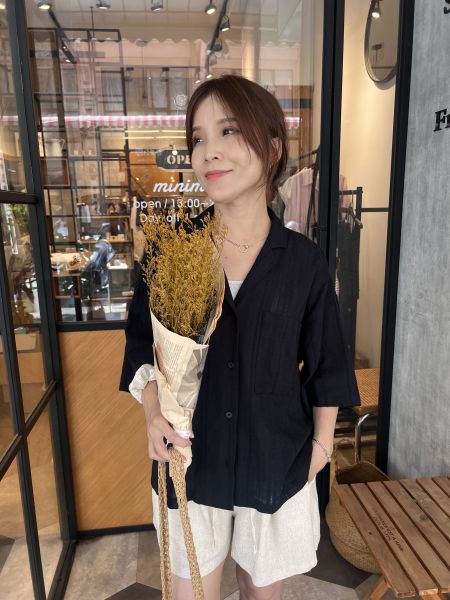 JJn609.大方型剪裁紋路衫 
