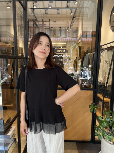 Ai27.完美質感拼紗上衣服 