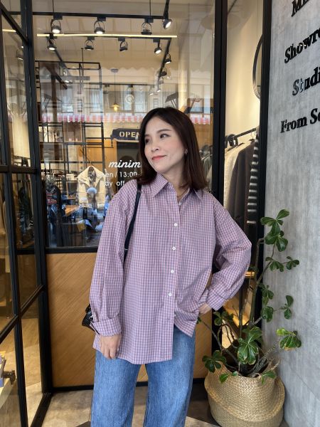 Sp108.超Q小方塊格衫/可愛粉 