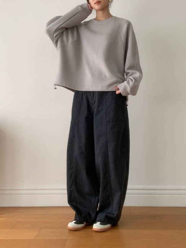 Nv108.質感愛牌家特殊面料抽繩大學 