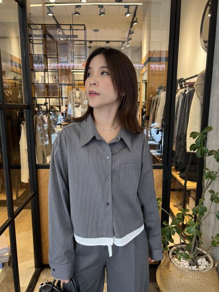 Ma315.質感s家可配套裝-層次直紋襯衫 