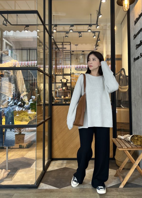 Nv123.質感s家針織坑紋神褲 