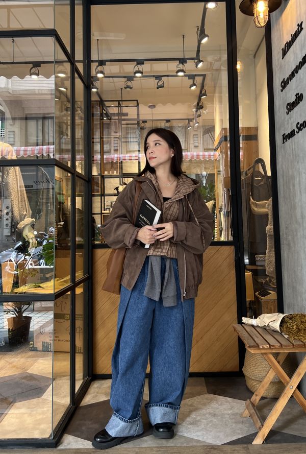 Nv116.一眼愛上的混麂皮布勞森外 