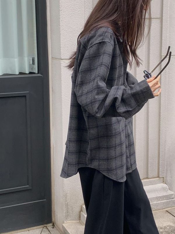 Nv122.高單質感檔口羊毛格衫外 