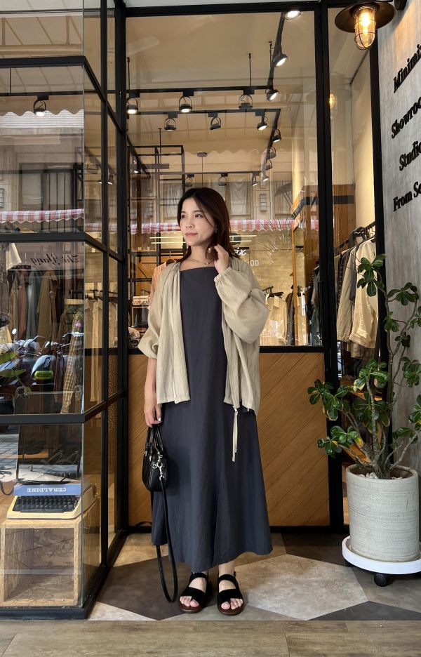 Ai22.超美香檳系抓皺泡袖外 